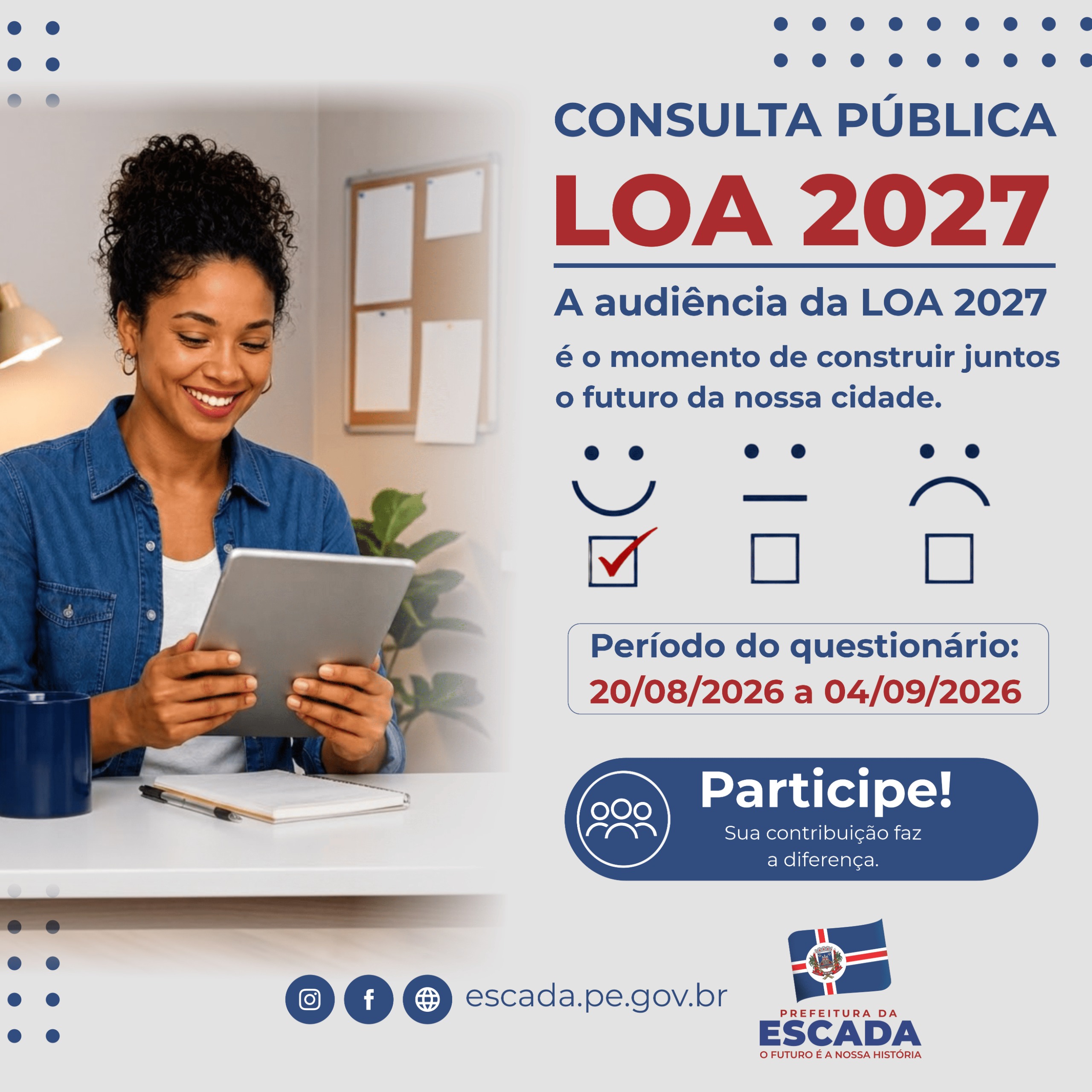 📢 Prefeitura de Escada abre Consulta Pública para elaboração da LOA 2027.
